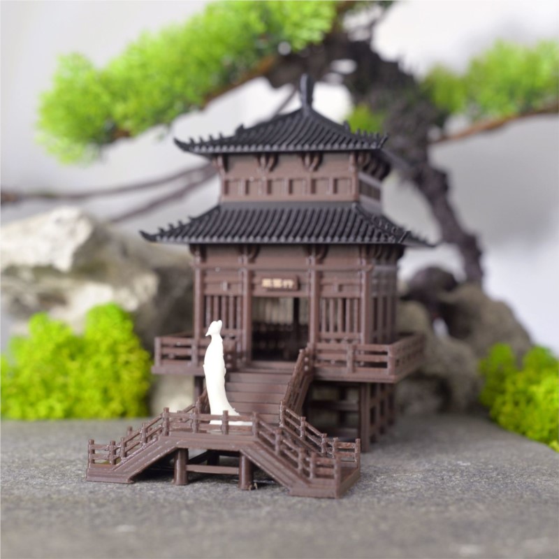 3D Printing Pot - Retro Architecture Ornaments Pavilions Chinese Style