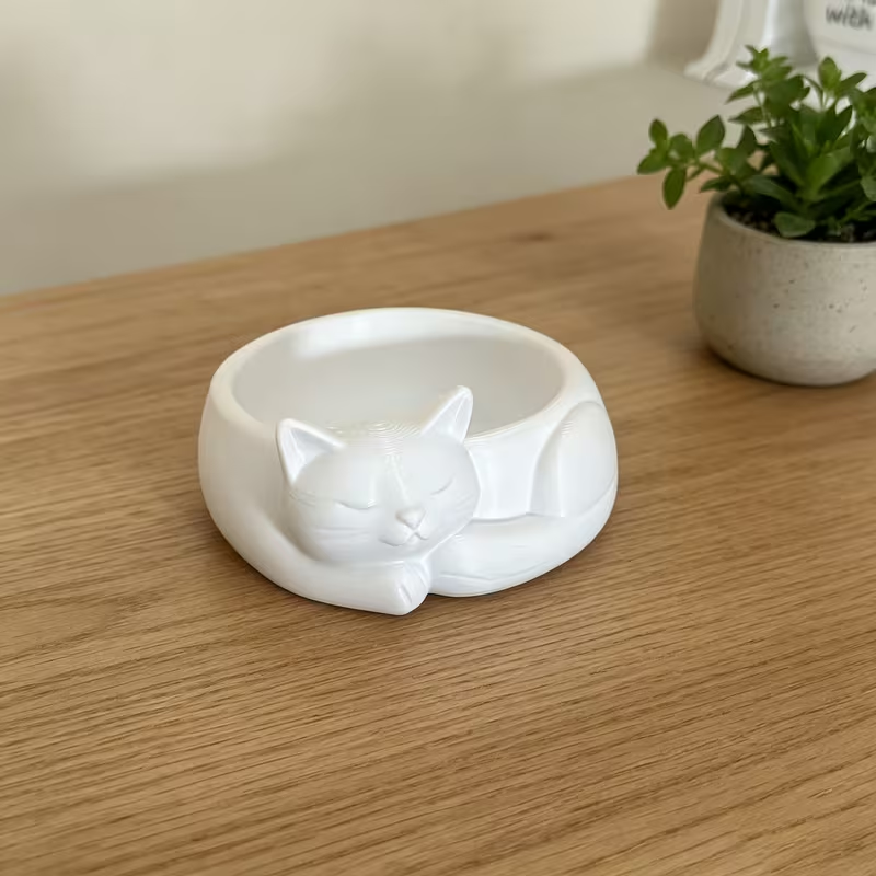 3D Printed Sleeping Cat Flower - đánh giá và giá 3D Printing Pot