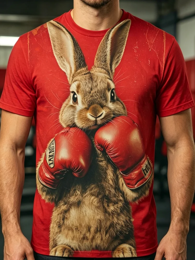 3D Boxing Rabbit Print Men's T - đánh giá và giá 3D Printing Rabbit